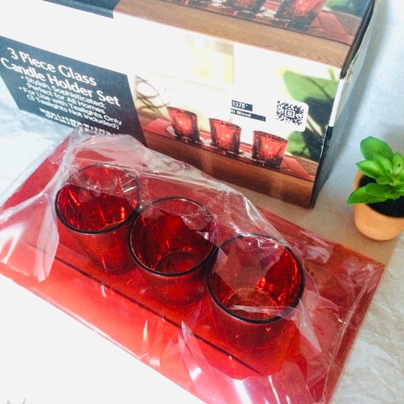true living essentials Accents 3 Piece Glass Candle Holder Set